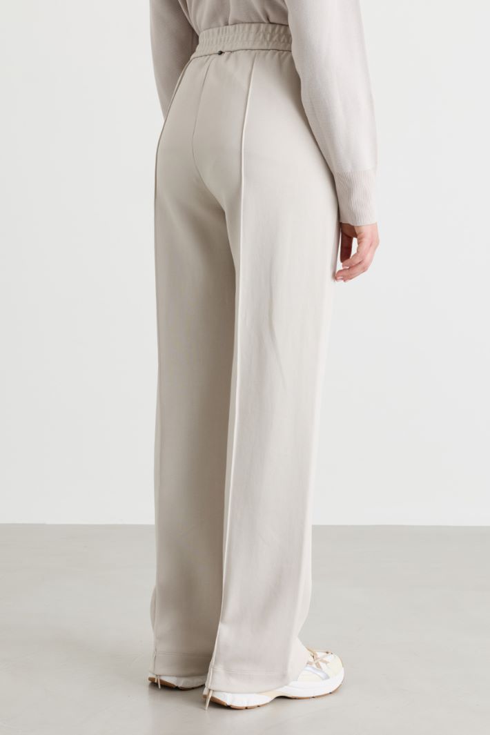 Rhinestone-detail jersey trousers - WHITE - Intrend - 4