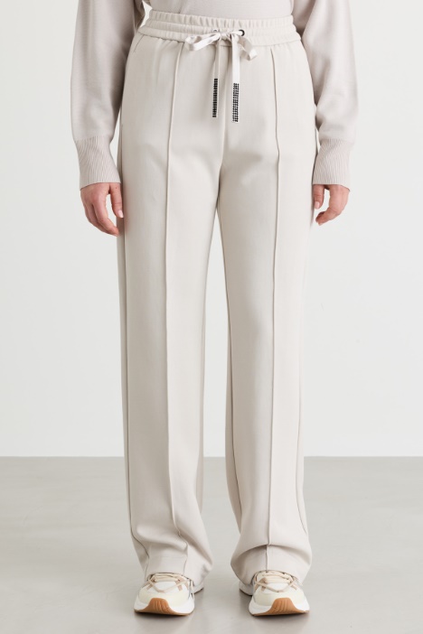 Pantaloni in jersey con strass
