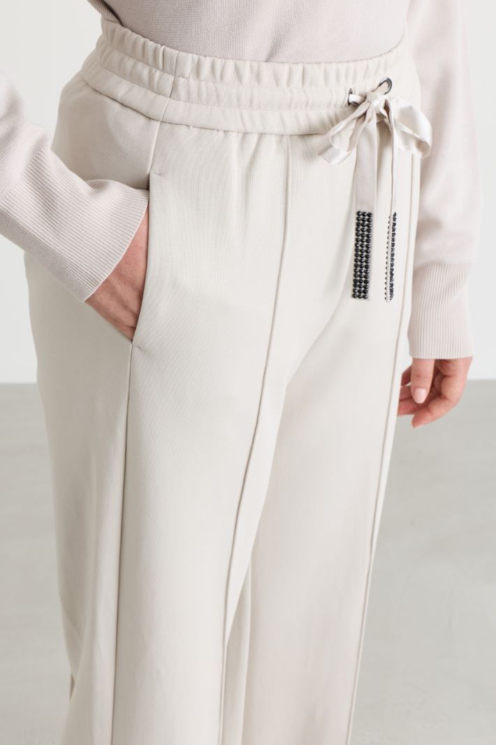 Rhinestone-detail jersey trousers - WHITE - Intrend - 3