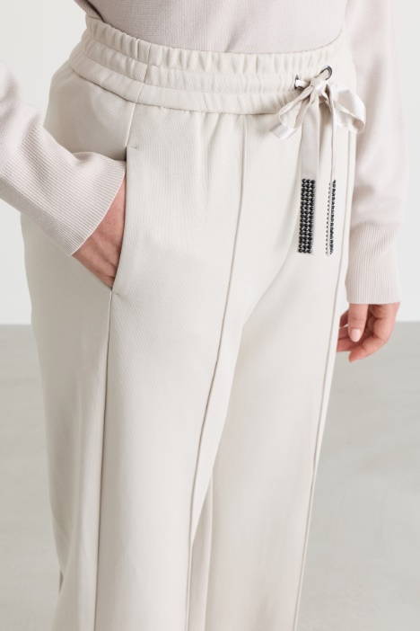 Pantaloni in jersey con strass