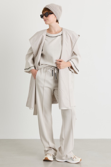 Rhinestone-detail jersey trousers - Intrend