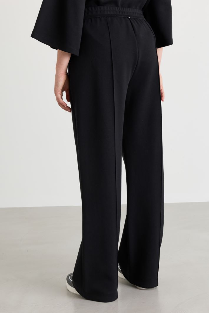 Rhinestone-detail jersey trousers - BLACK - Intrend - 4
