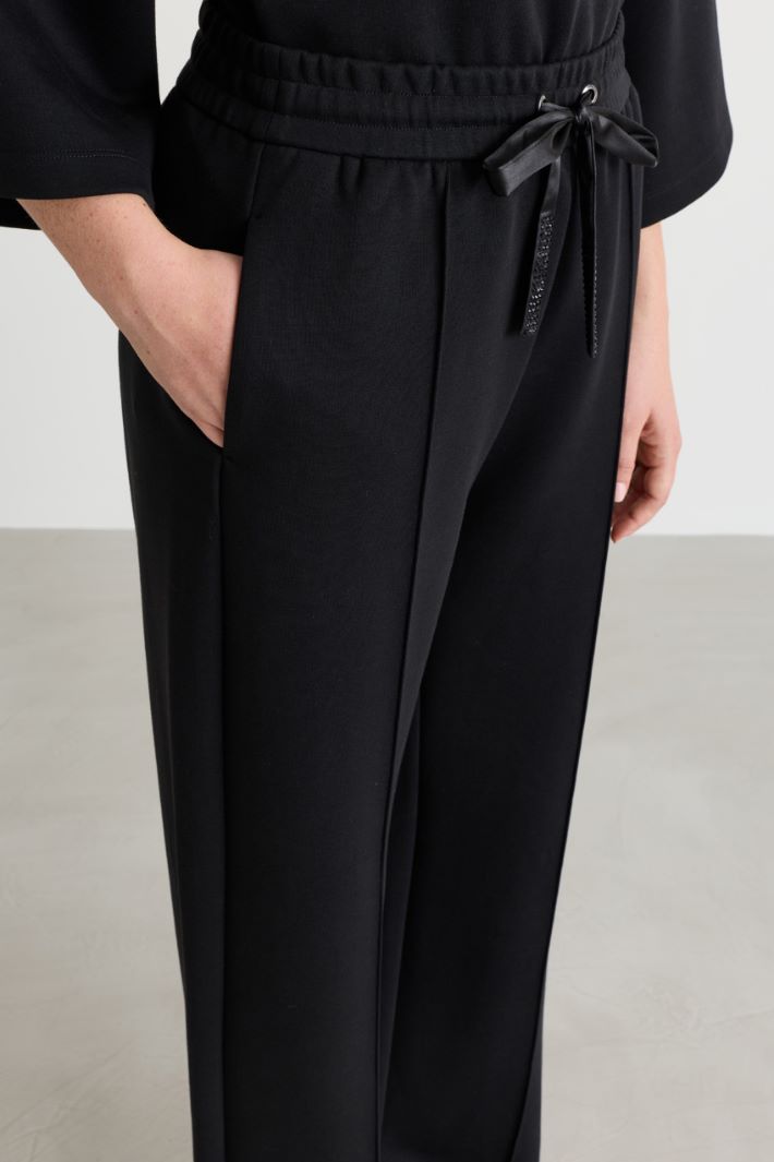 Rhinestone-detail jersey trousers - BLACK - Intrend - 3
