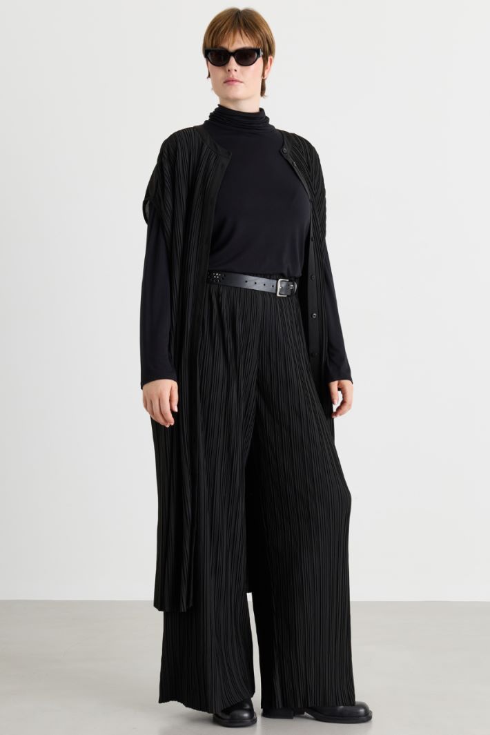 Plisseehose aus Jersey - SCHWARZ - Intrend