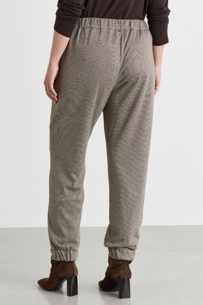 Houndstooth jacquard jersey joggers - BROWN BEIGE - Intrend - 4