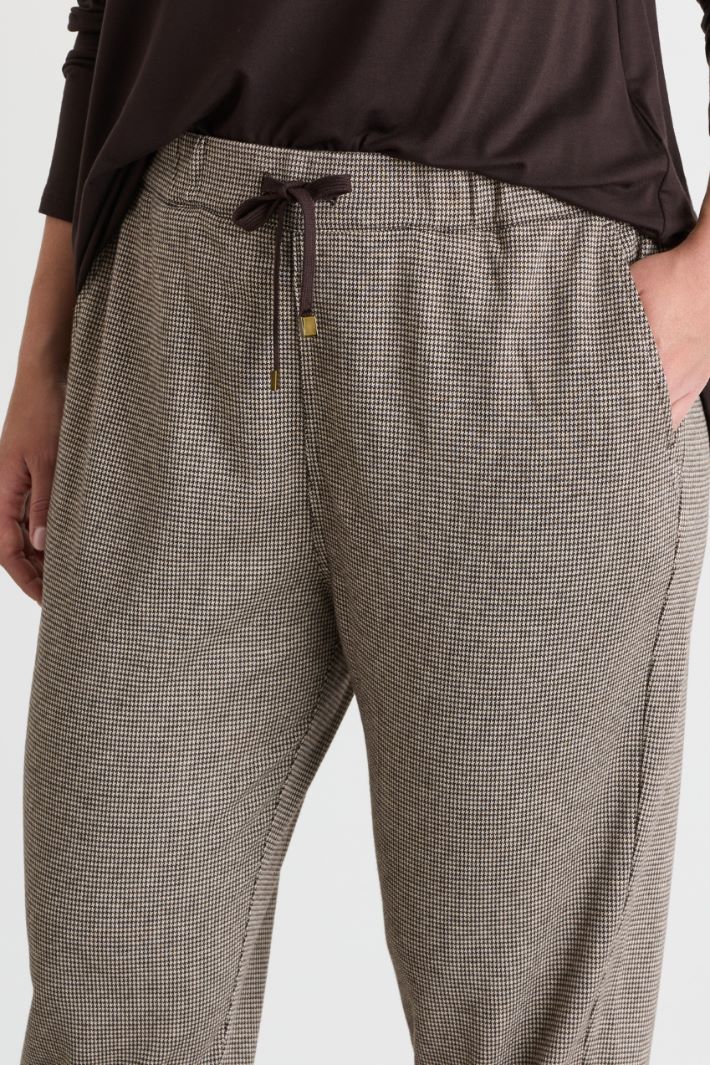Houndstooth jacquard jersey joggers - BROWN BEIGE - Intrend - 3