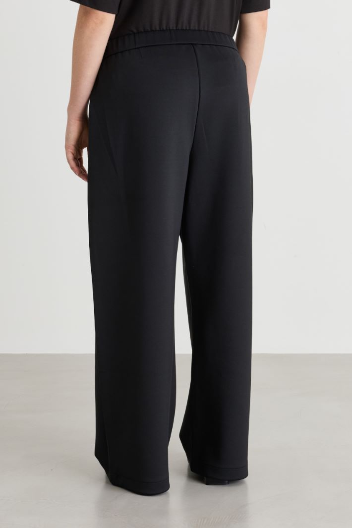 Wide-leg jersey trousers - BLACK - Intrend - 4