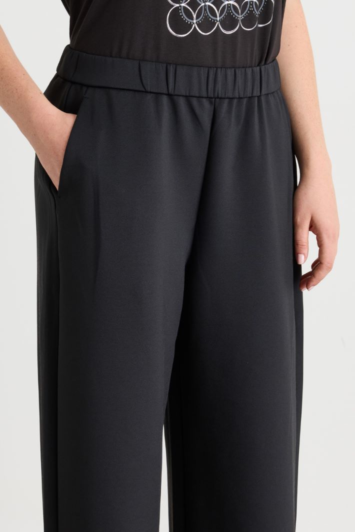 Wide-leg jersey trousers - BLACK - Intrend - 3