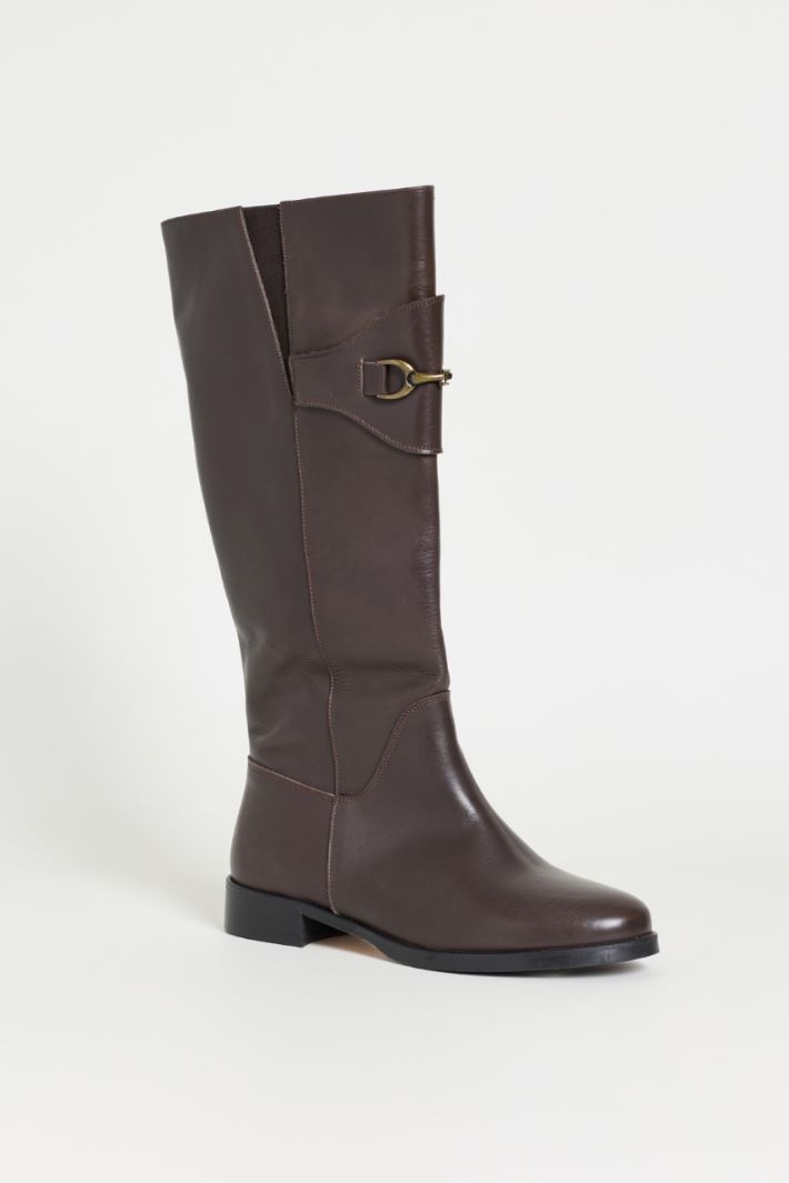 Leather Stirrup Boots - BROWN - Intrend - 2
