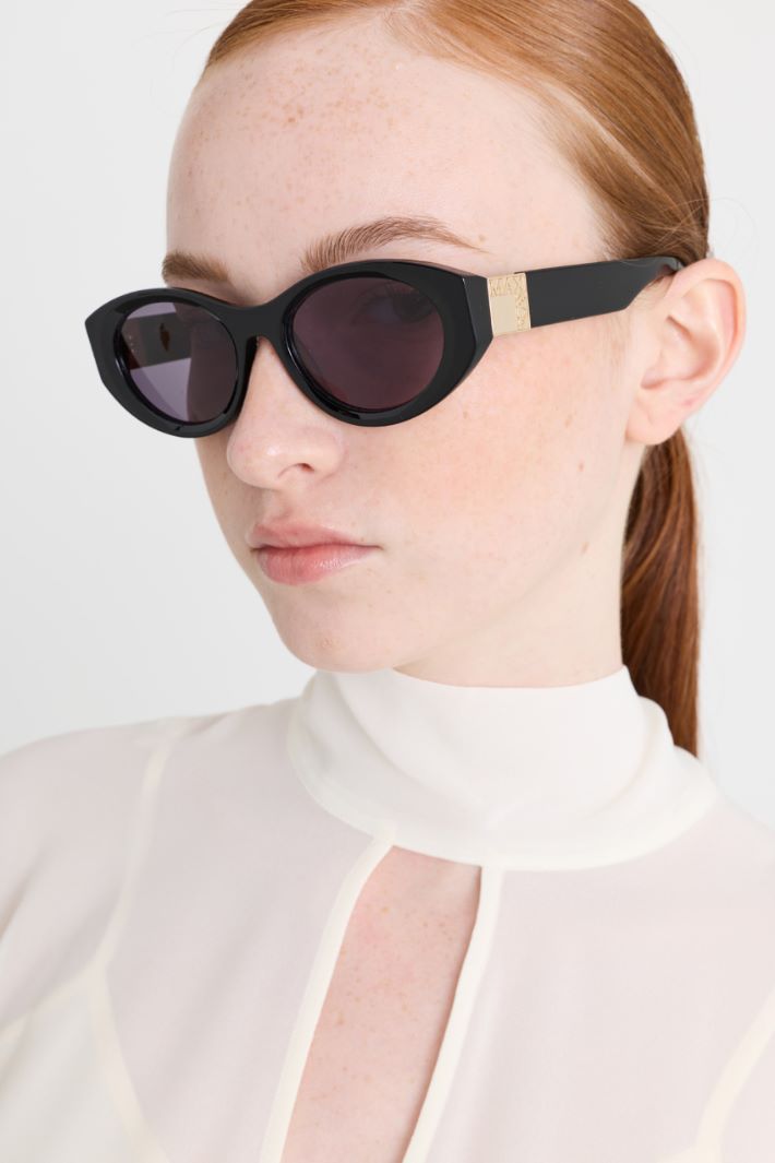 Oval acetate sunglasses - BLACK - Intrend - 3