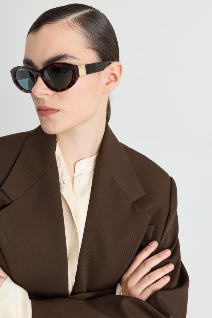 Oval acetate sunglasses - BROWN - Intrend - 3