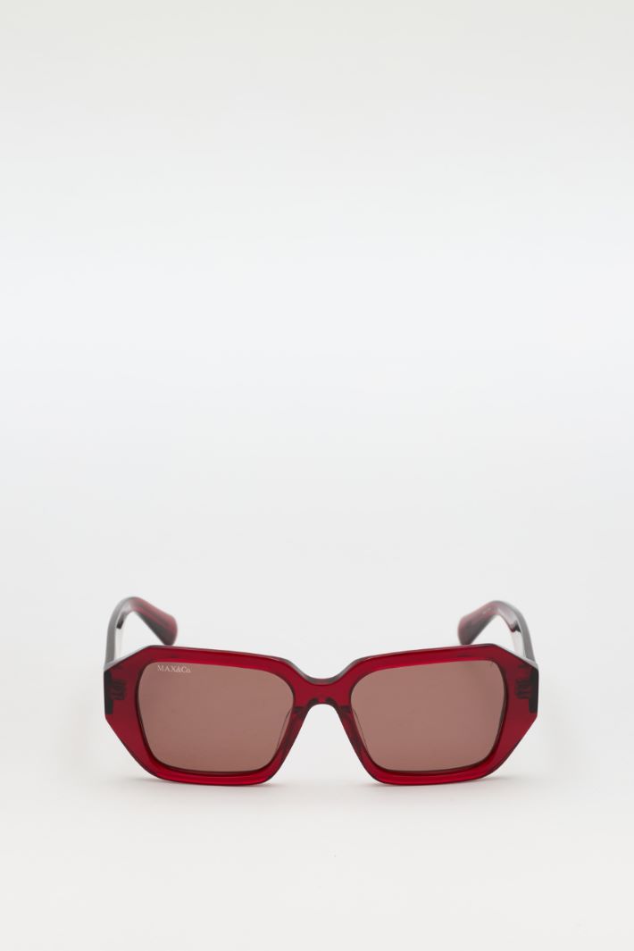 Geometric acetate sunglasses - RED - Intrend