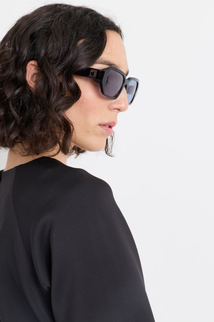 Geometrische Sonnenbrille aus Acetat - BLAU - Intrend - 3
