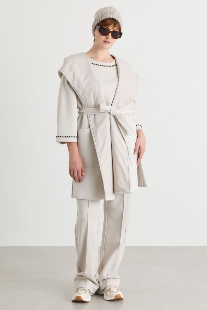 Hooded Jersey Gilet - WHITE - Intrend
