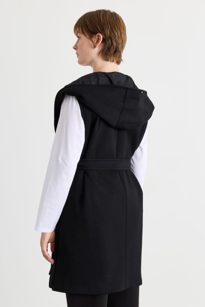 Hooded Jersey Gilet - BLACK - Intrend - 4