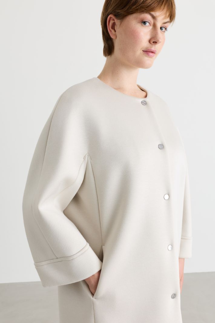 Egg-shaped jersey jacket - WHITE - Intrend - 3