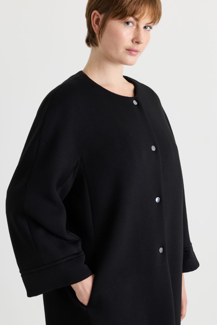 Egg-shaped jersey jacket - BLACK - Intrend - 3