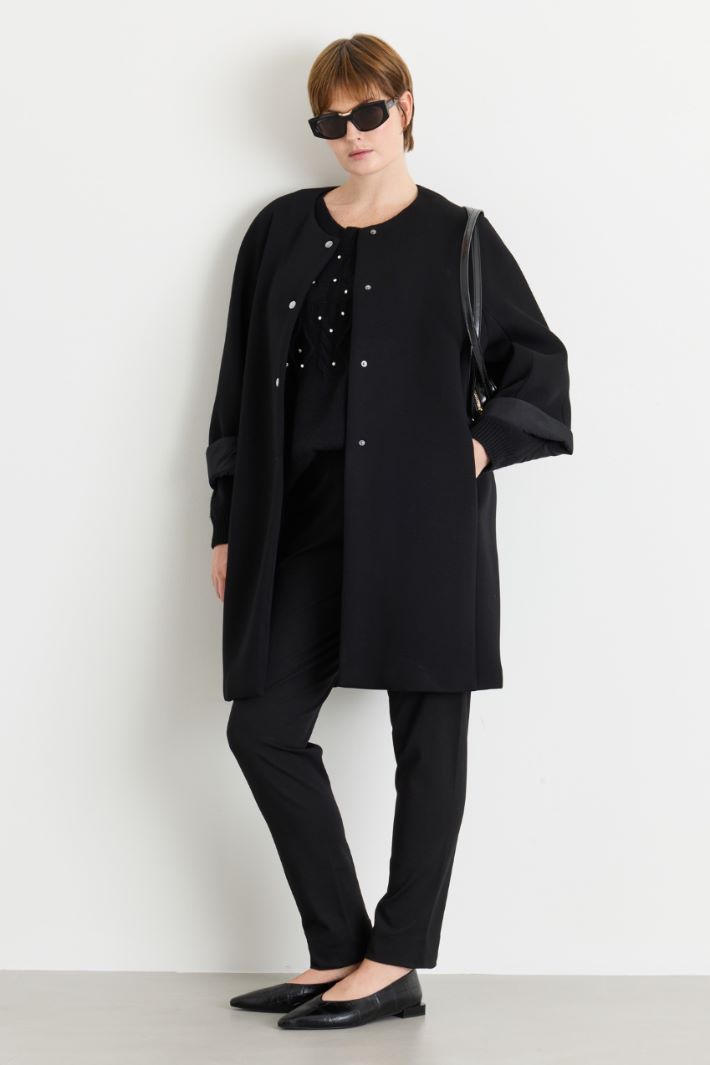 Egg-shaped jersey jacket - BLACK - Intrend