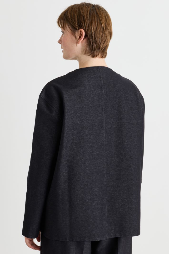Giacca in jersey effetto jeans - NERO - Intrend - 4