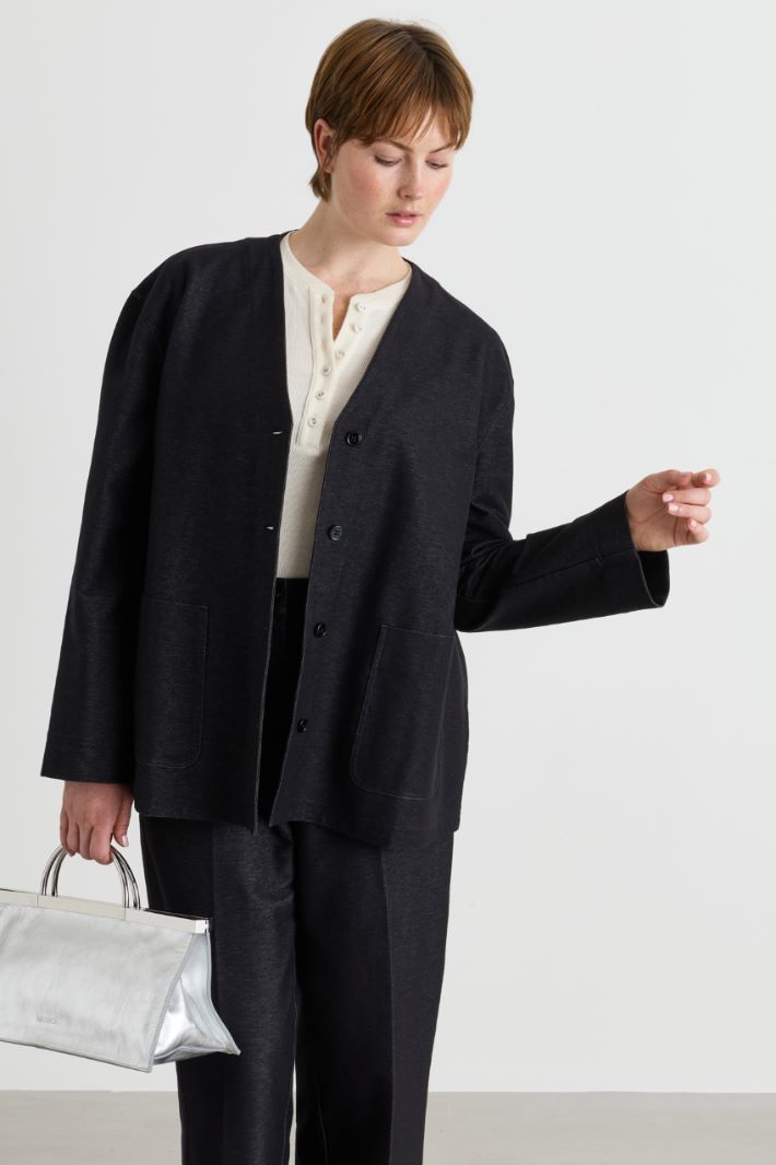 Giacca in jersey effetto jeans - NERO - Intrend - 2