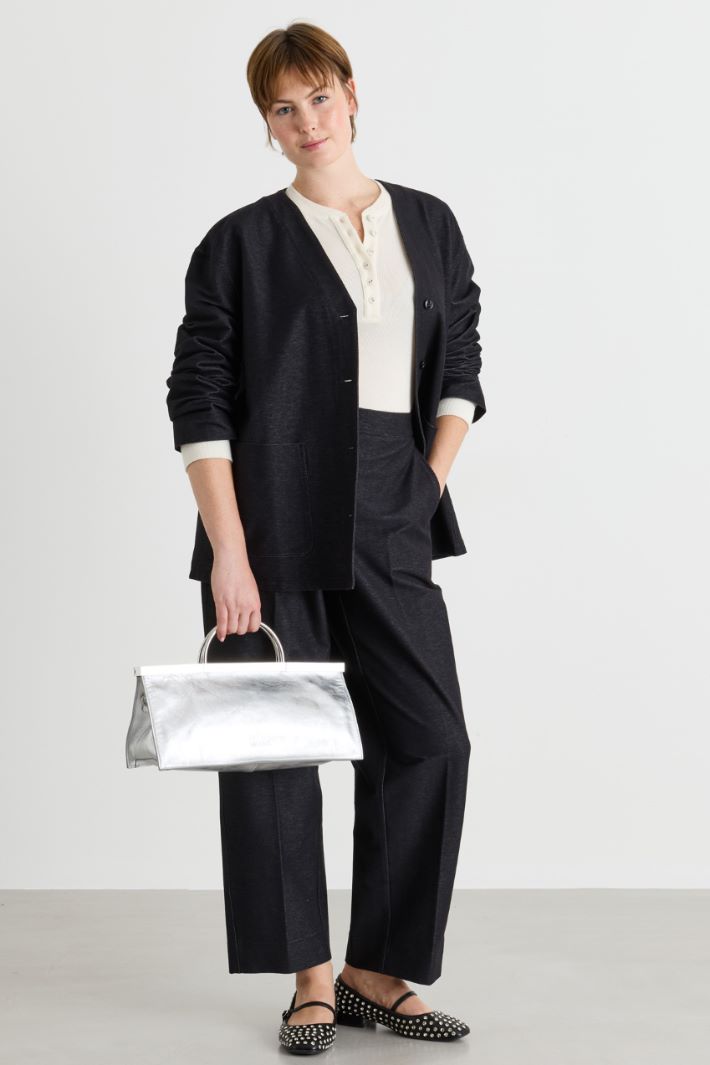Giacca in jersey effetto jeans - NERO - Intrend
