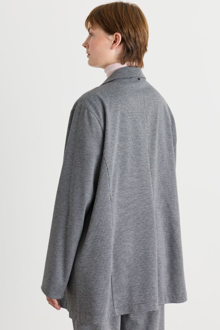 Blazer in jacquard pied-de-poule - GRIGIO - Intrend - 4