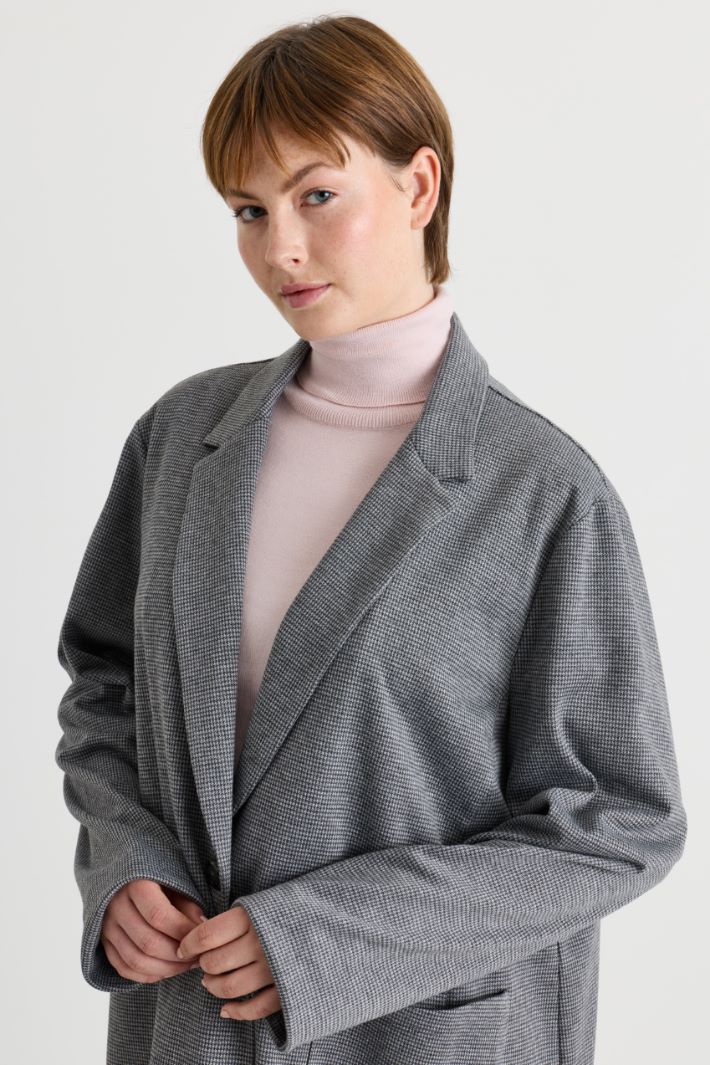 Blazer in jacquard pied-de-poule - GRIGIO - Intrend - 3