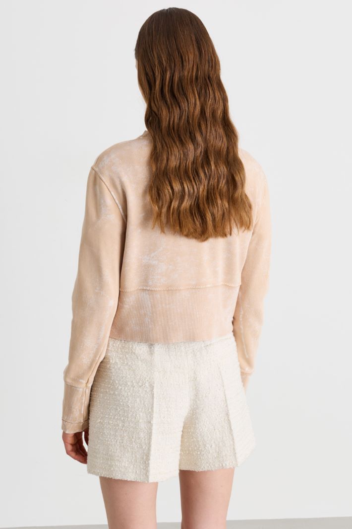 Felpa cropped délavé - BEIGE - Intrend - 4