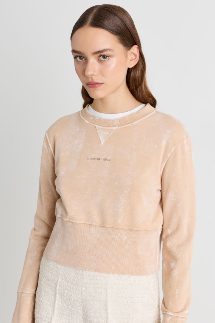 Felpa cropped délavé - BEIGE - Intrend - 3