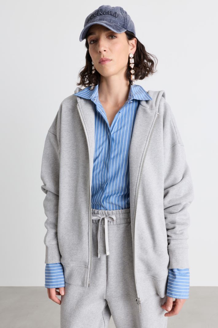 Felpa zip-up con cappuccio - GRIGIO - Intrend - 2
