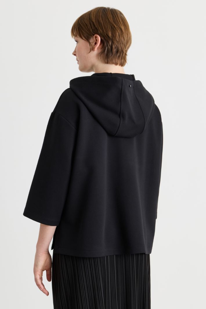 Felpa boxy con maniche a tre quarti - NERO - Intrend - 4