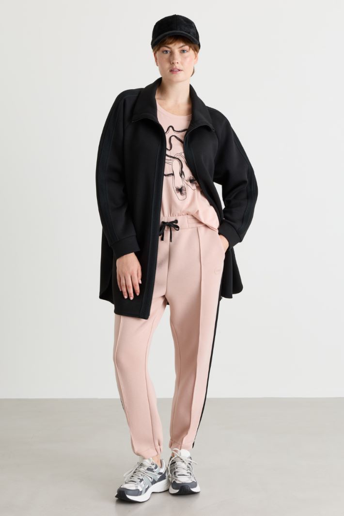 Felpa in jersey con collo alto - NERO - Intrend