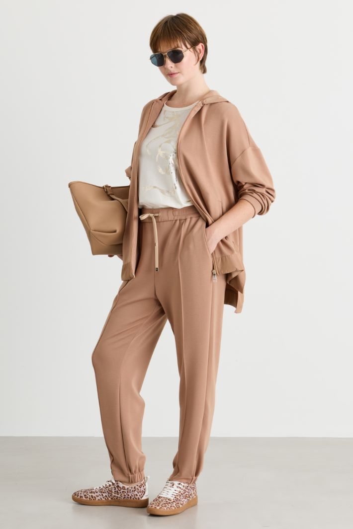 Felpa in jersey con inserti - CAMMELLO - Intrend