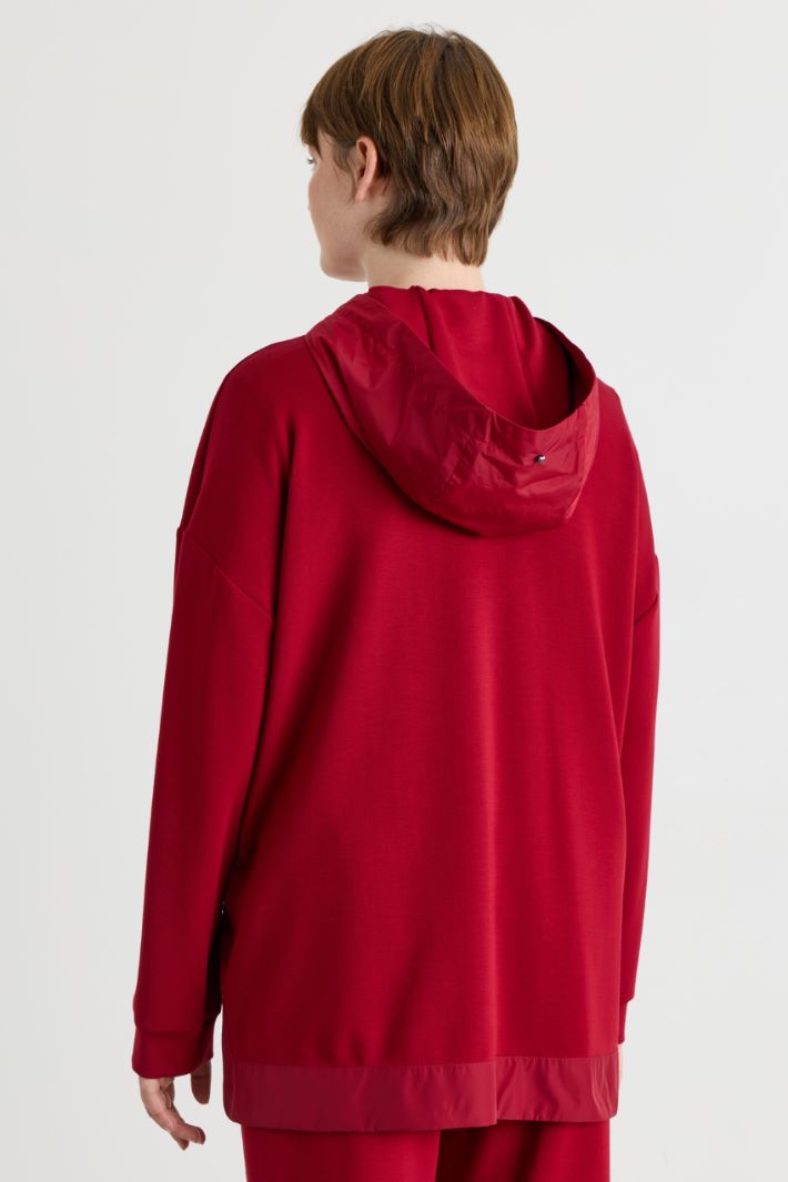 Felpa in jersey con inserti - ROSSO - Intrend - 4