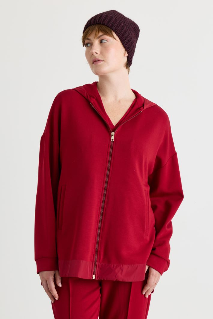 Felpa in jersey con inserti - ROSSO - Intrend - 2