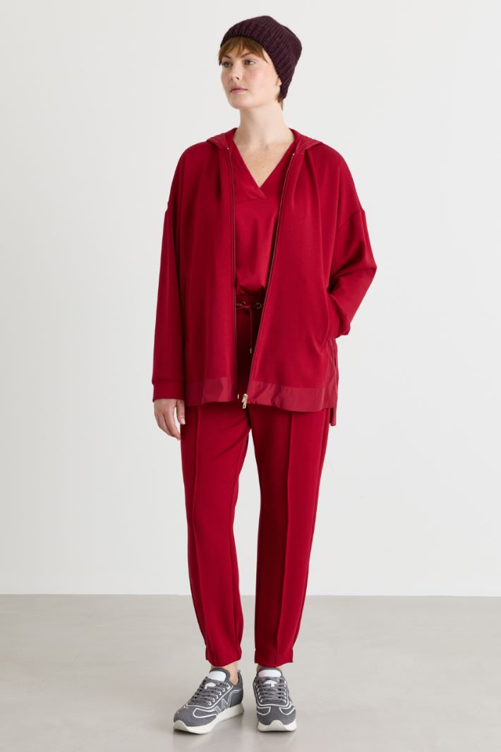 Felpa in jersey con inserti - ROSSO - Intrend