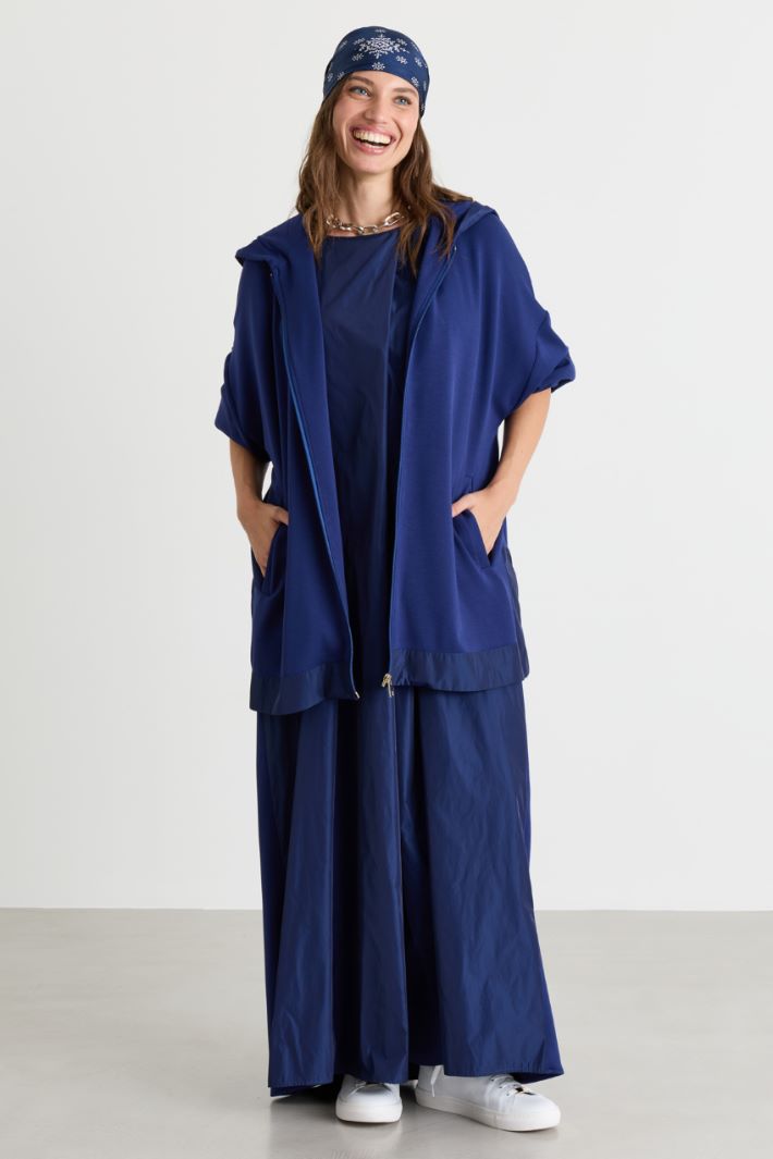 Felpa in jersey con inserti - BLU - Intrend
