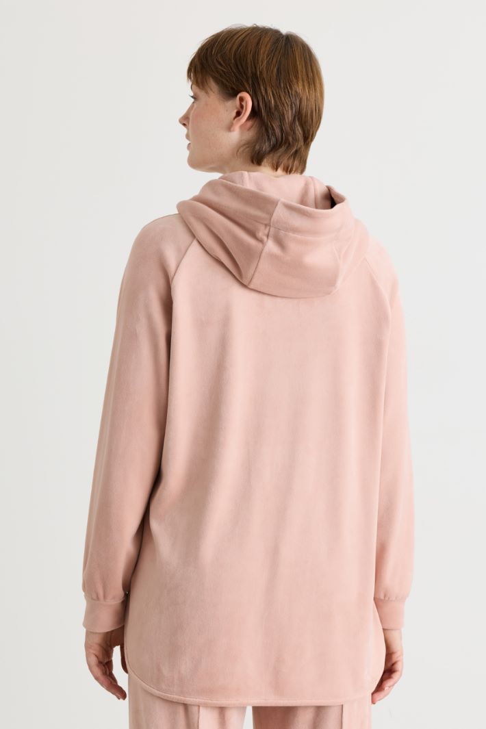 Felpa in jersey di velluto - ROSA - Intrend - 4
