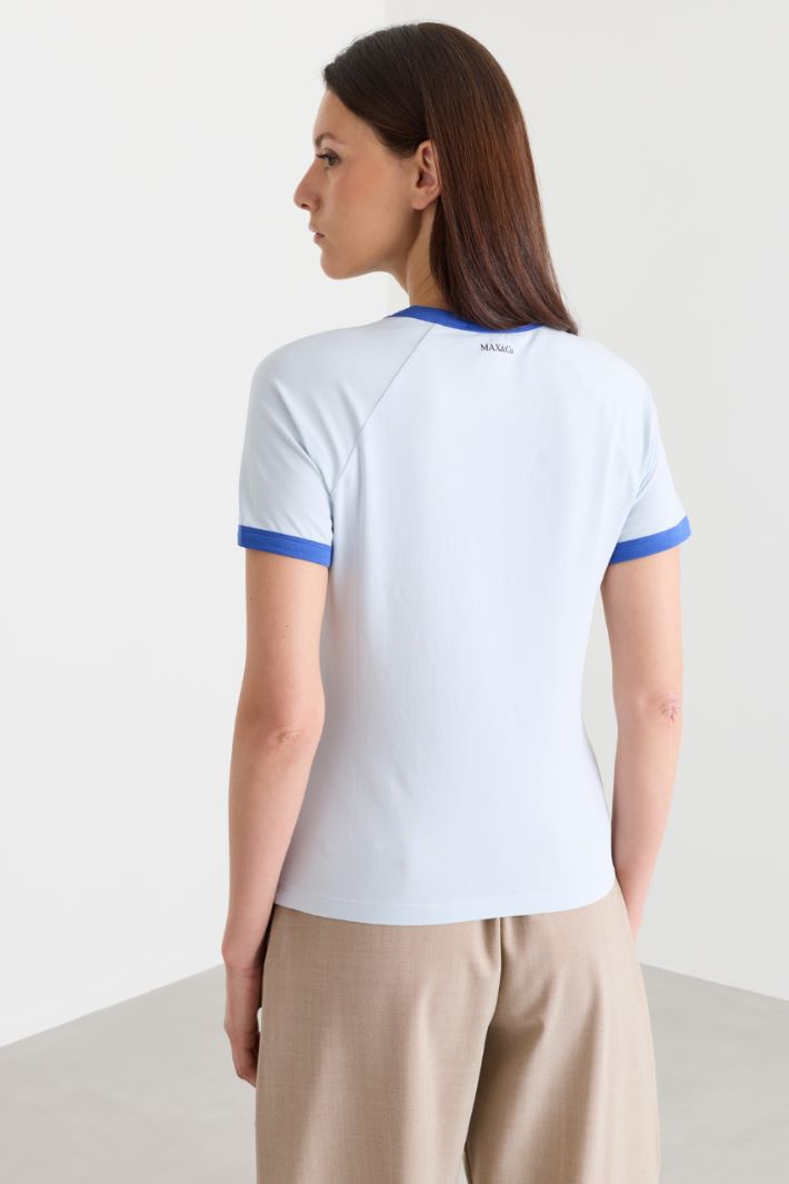 T-shirt con motivo stampato - AZZURRO BLU - Intrend - 4