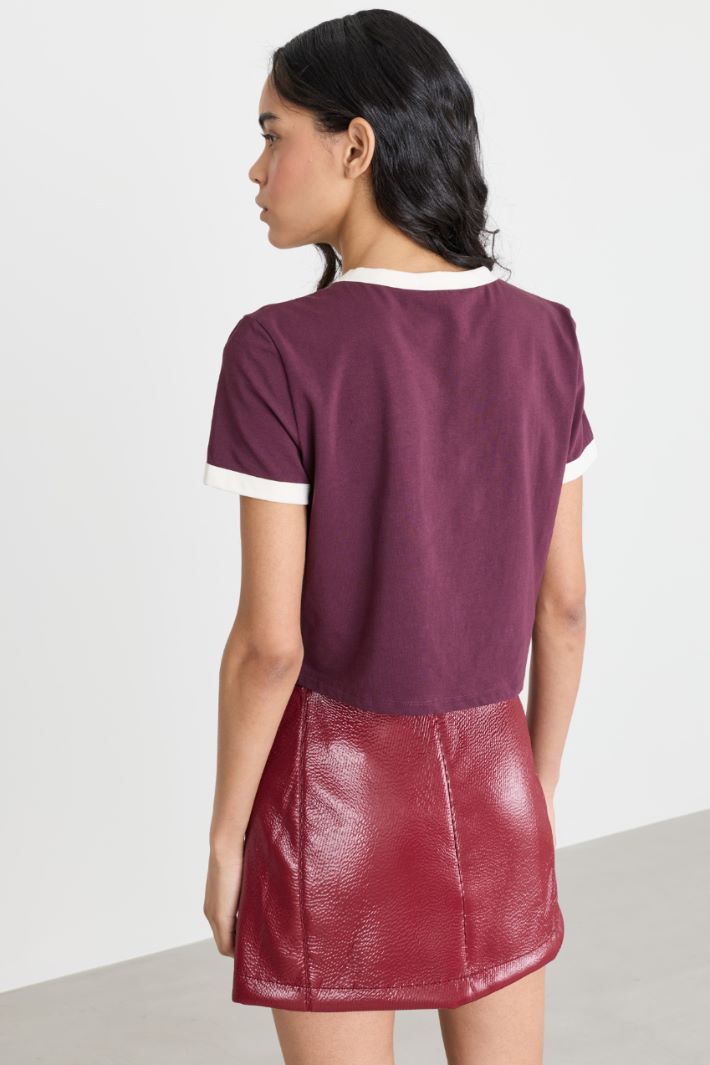 T-shirt crop - VIOLA BIANCO - Intrend - 4