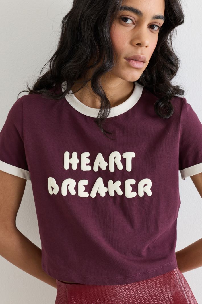 T-shirt crop - VIOLA BIANCO - Intrend - 3