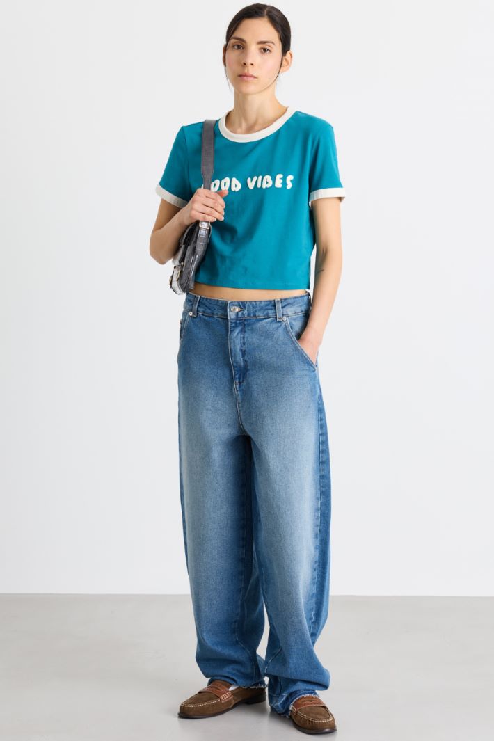 T-shirt crop - BLU - Intrend