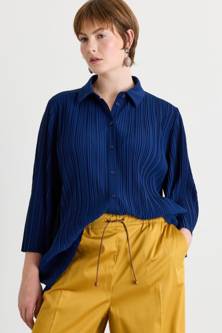 Camicia in jersey plissé - BLU - Intrend - 2