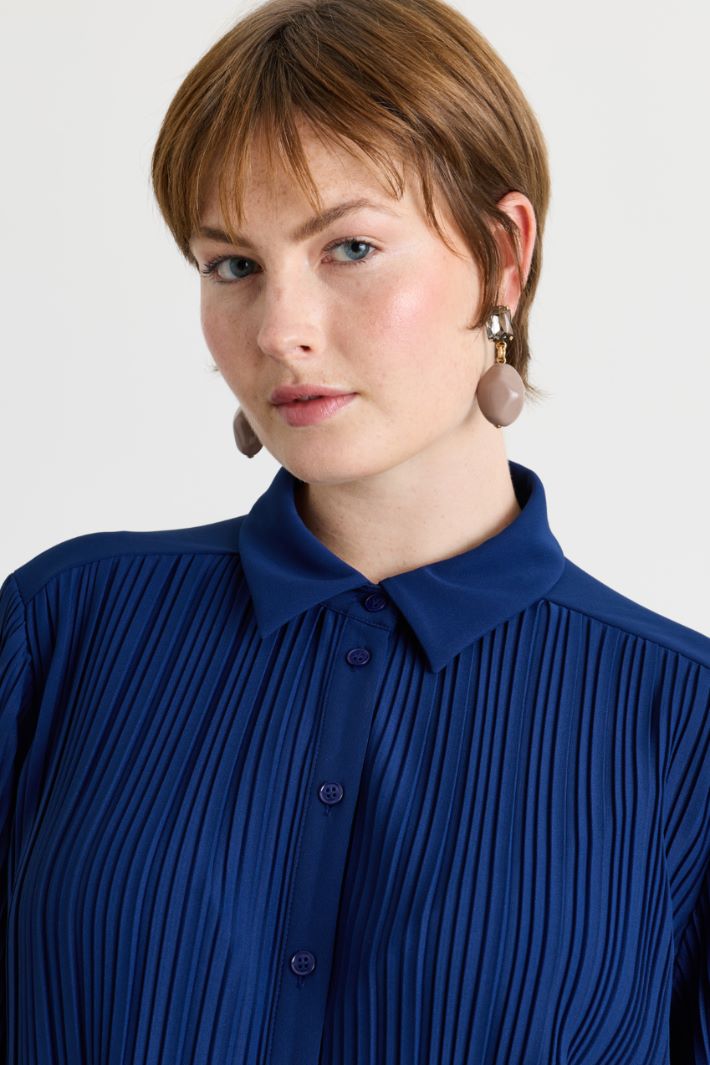 Camicia in jersey plissé - BLU - Intrend - 3