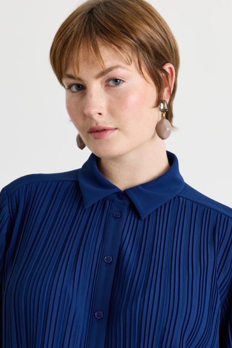Camicia in jersey plissé