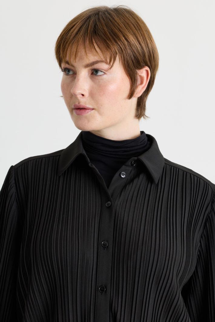 Camicia in jersey plissé - NERO - Intrend - 3