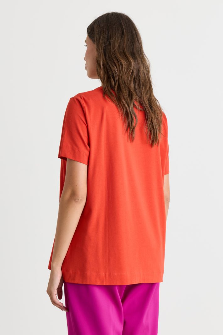 Printed jersey T-shirt - ORANGE - Intrend - 4