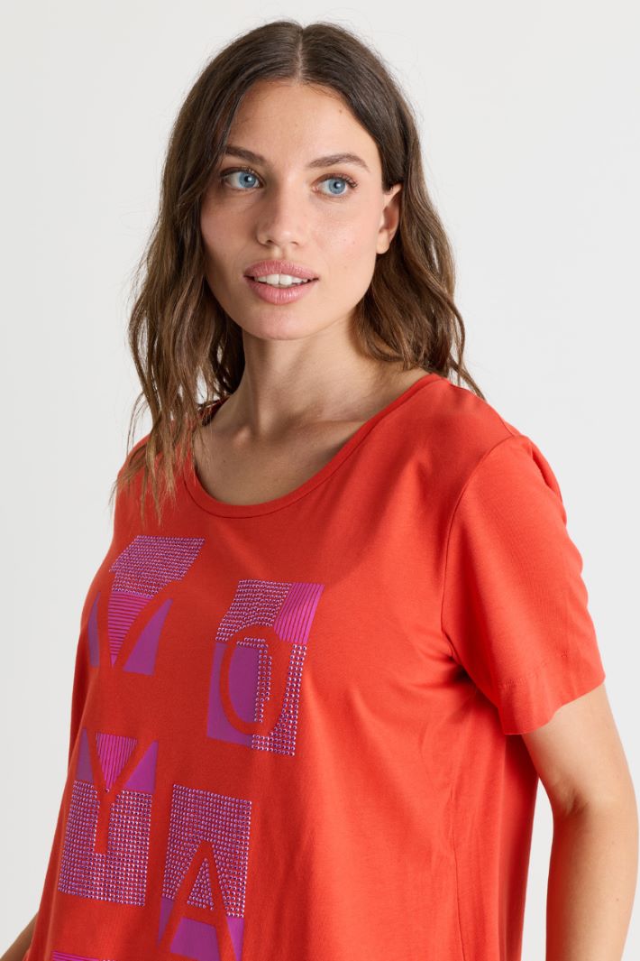 Printed jersey T-shirt - ORANGE - Intrend - 3