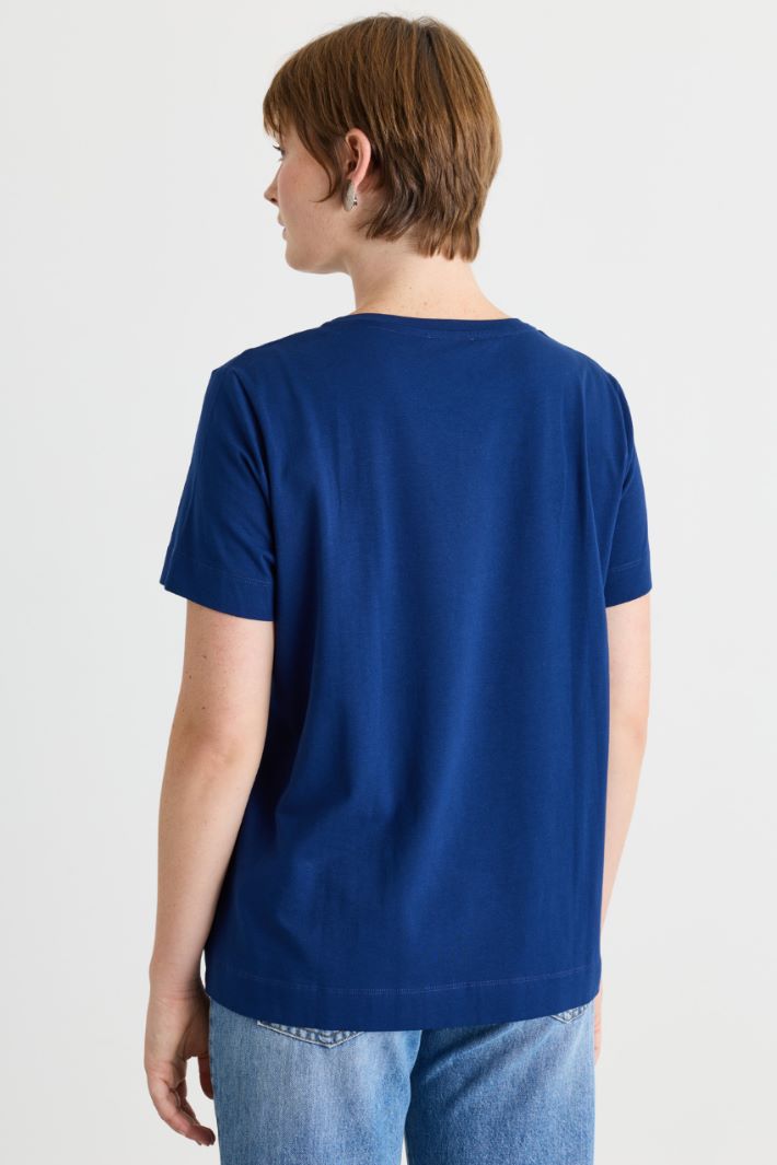 T-shirt in jersey con stampa - BLU - Intrend - 4