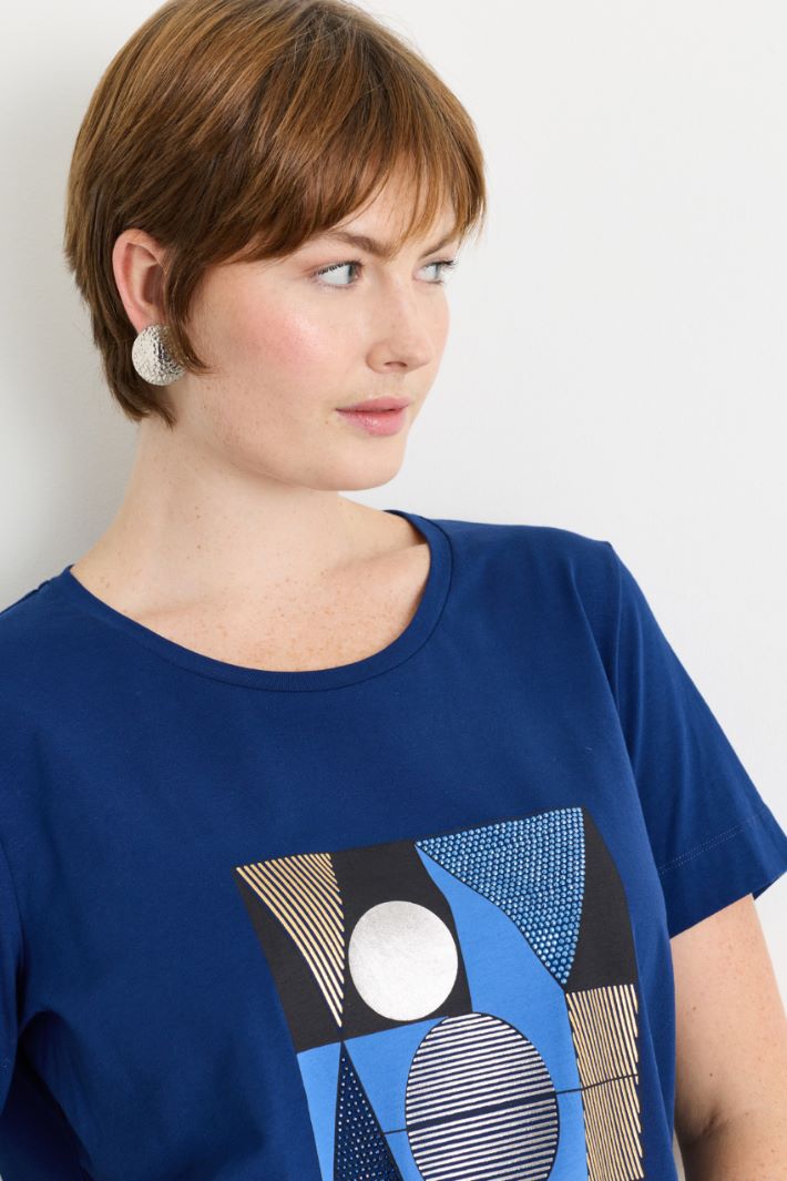 T-shirt in jersey con stampa - BLU - Intrend - 3